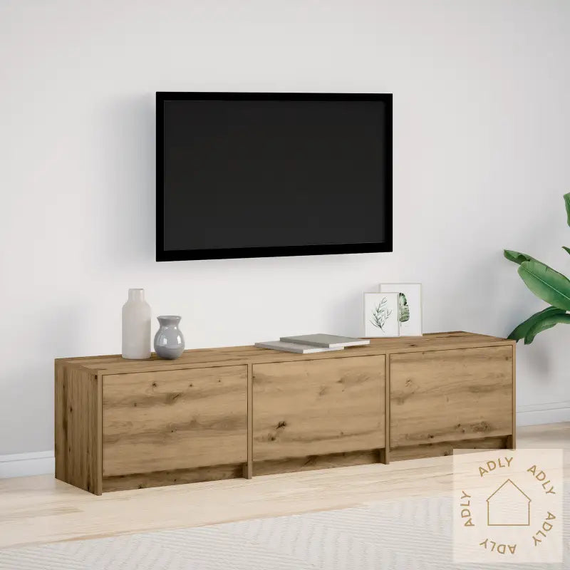 Tv-Kabinett Med Led I Eik 165X34X40 Cm Konstruert Tre