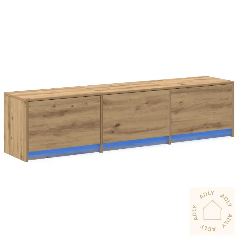 Tv-Kabinett Med Led I Eik 165X34X40 Cm Konstruert Tre