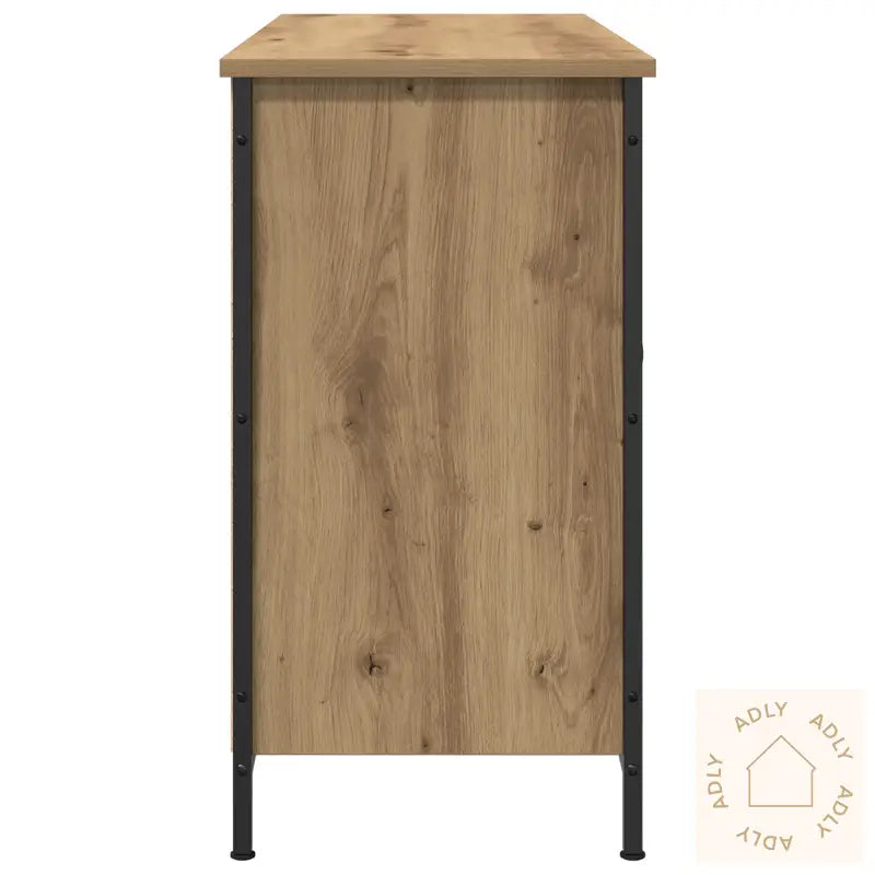 Tv-Benke Svart Eik 101X35X65 Cm Ingeniørtre Og Stål