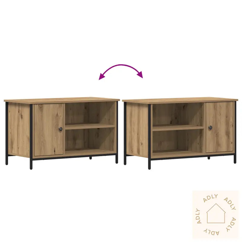 Tv-Hylle Artisan Eik 80X40X50 Cm Konstruert Tre Og Stål