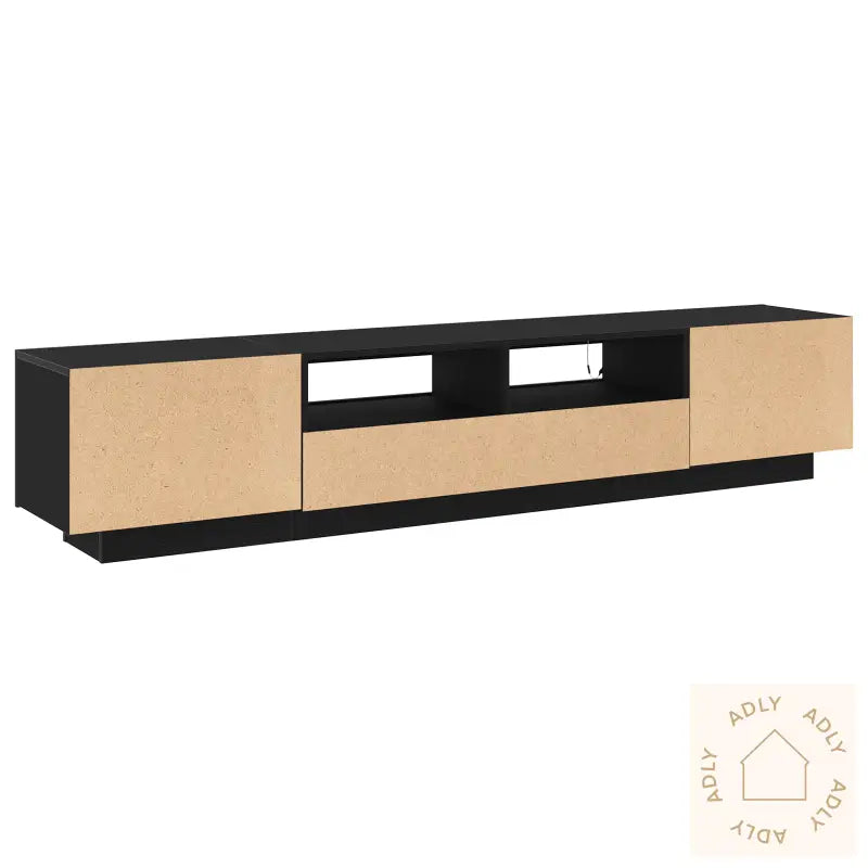 Tv-Benk Med Led-Lamper - Svart Eik - 200X35X40 Cm - Konstruert Tre