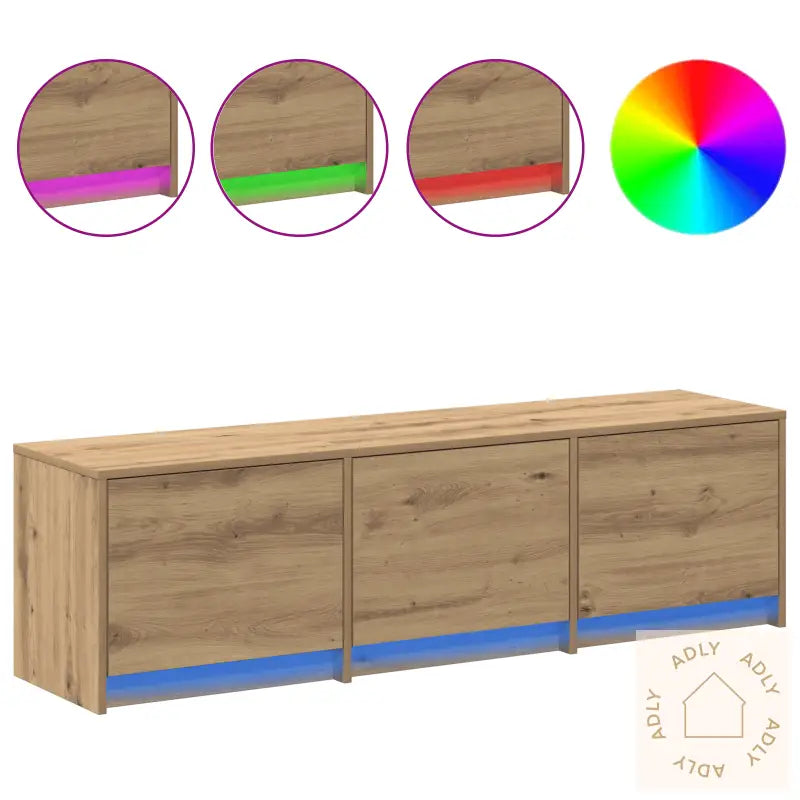 Tv-Skap Med Led Eik 140X34X40 Cm Konstruert Tre