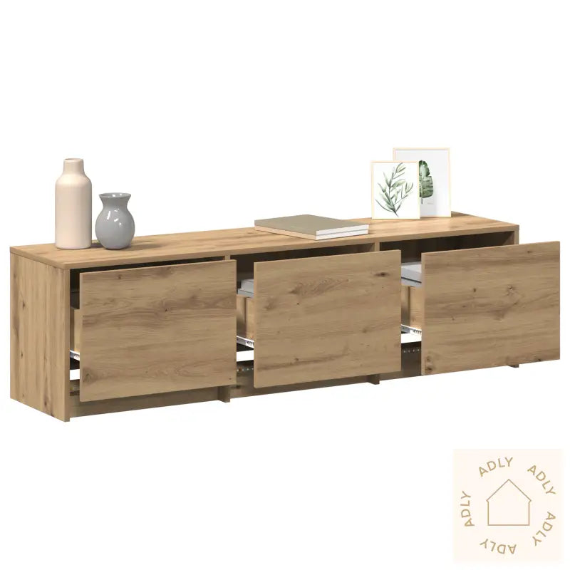 Tv-Skap Med Led Eik 140X34X40 Cm Konstruert Tre