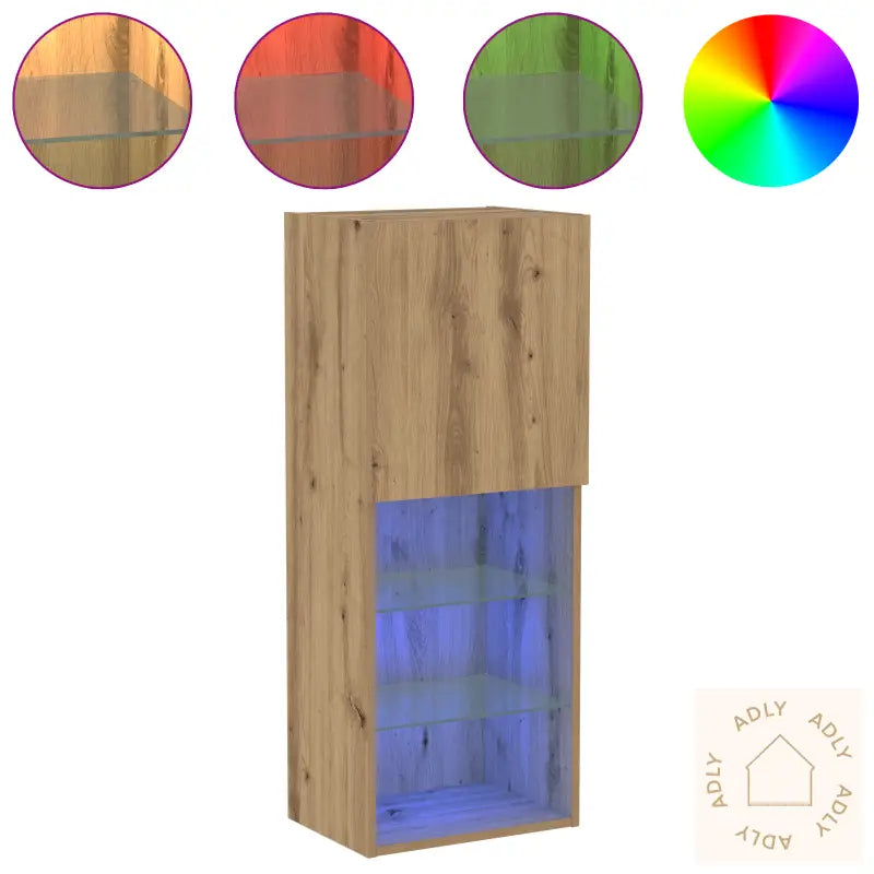 Tv-Benk Med Led-Lamper I Håndverks-Eik 40,5X30X102 Cm