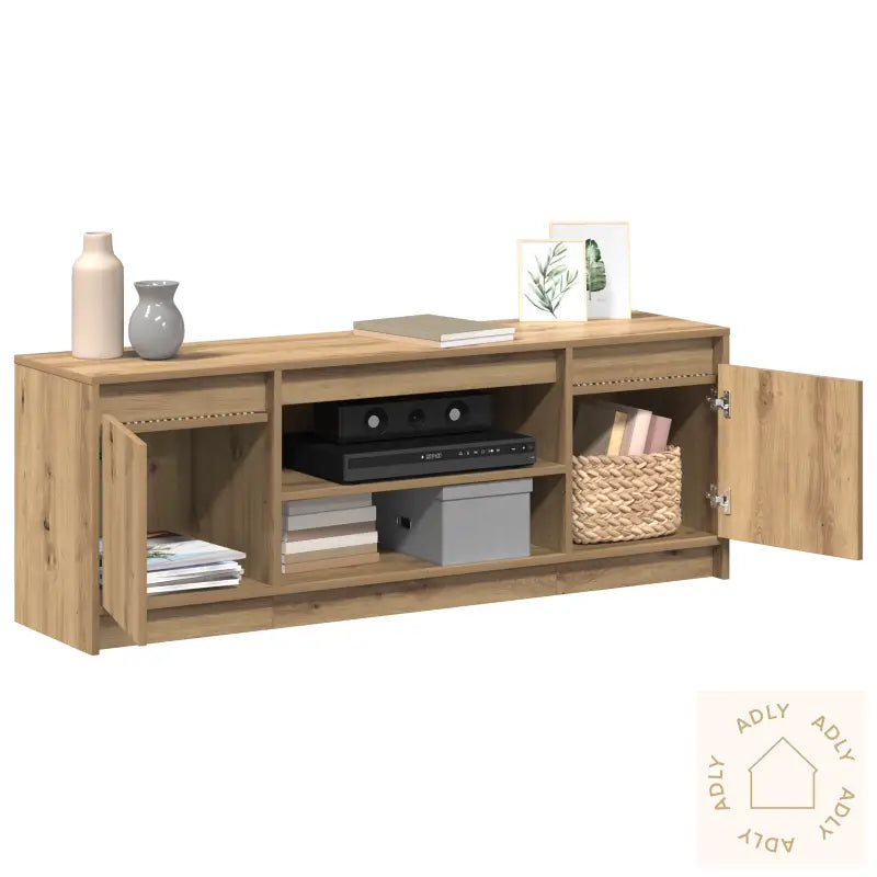 Tv-Stativ Med Led I Artisan Eik 139,5X34X50 Cm, Laget Av Konstruert Tre