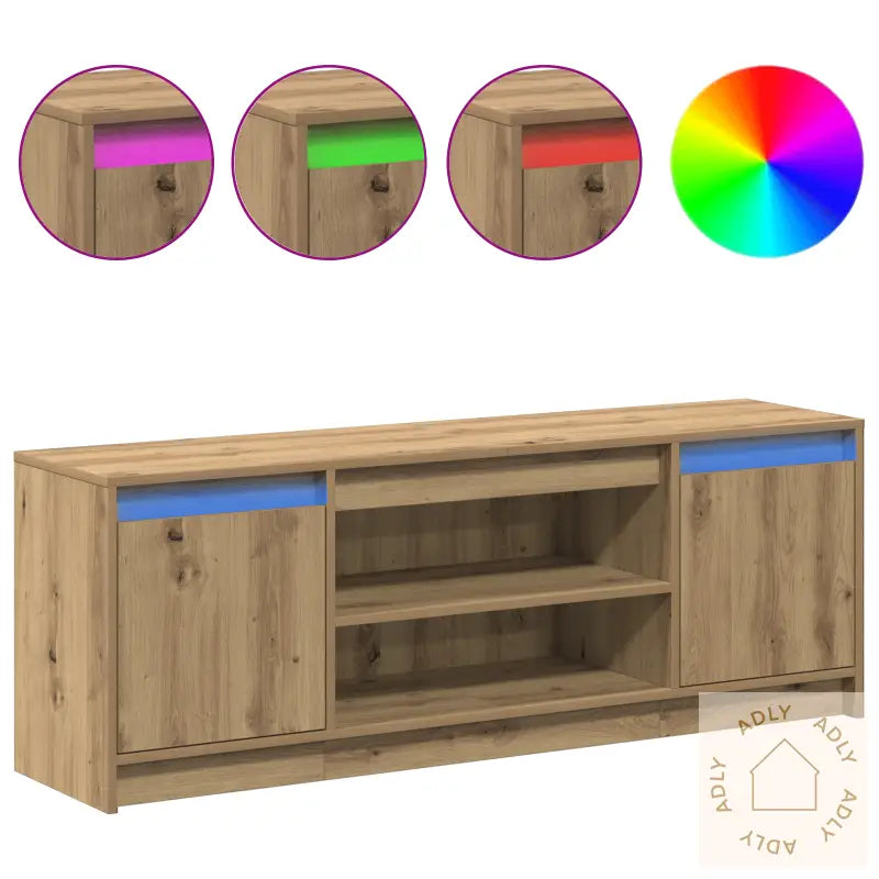 Tv-Stativ Med Led I Artisan Eik 139,5X34X50 Cm, Laget Av Konstruert Tre