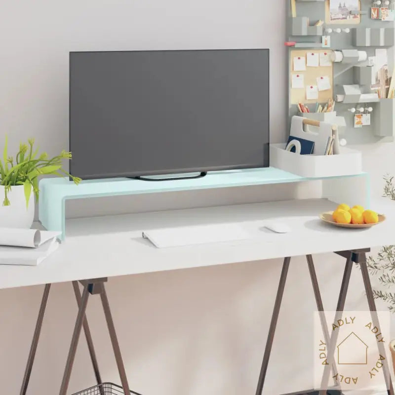 Tv-Benk Glass Grønn 100X30X13 Cm