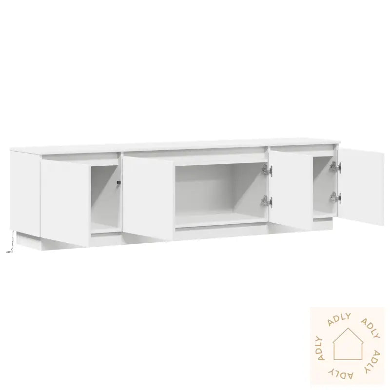 Tv-Benk Med Led Hvit 180X38X49 Cm Konstruert Tre