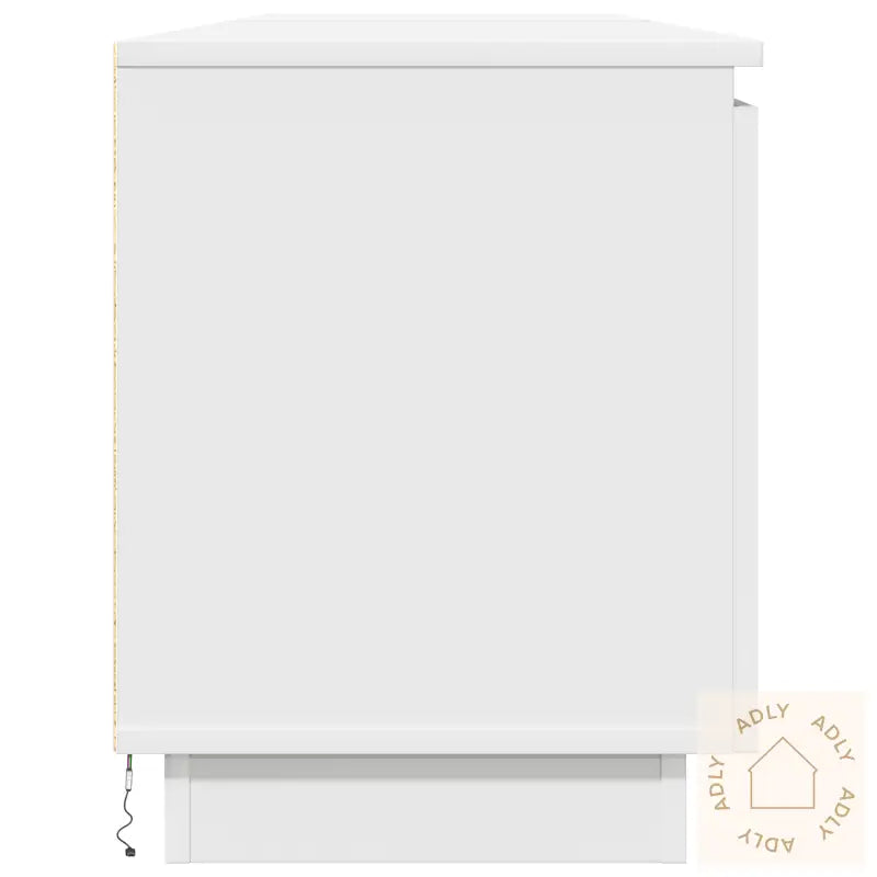 Tv-Benk Med Led Hvit 180X38X49 Cm Konstruert Tre