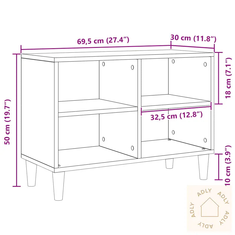 Svart Eik Tv-Skap - 69.5X30X50 Cm, Laget Av Konstruert Tre