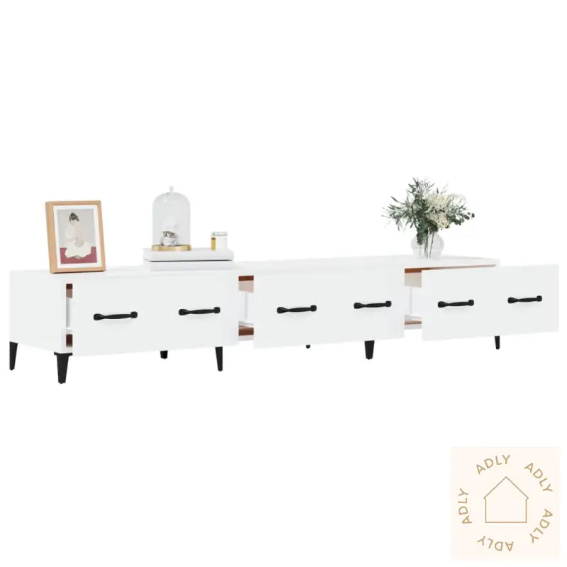 Tv-Benk Høyglans Hvit 150X34,5X30 Cm Konstruert Tre