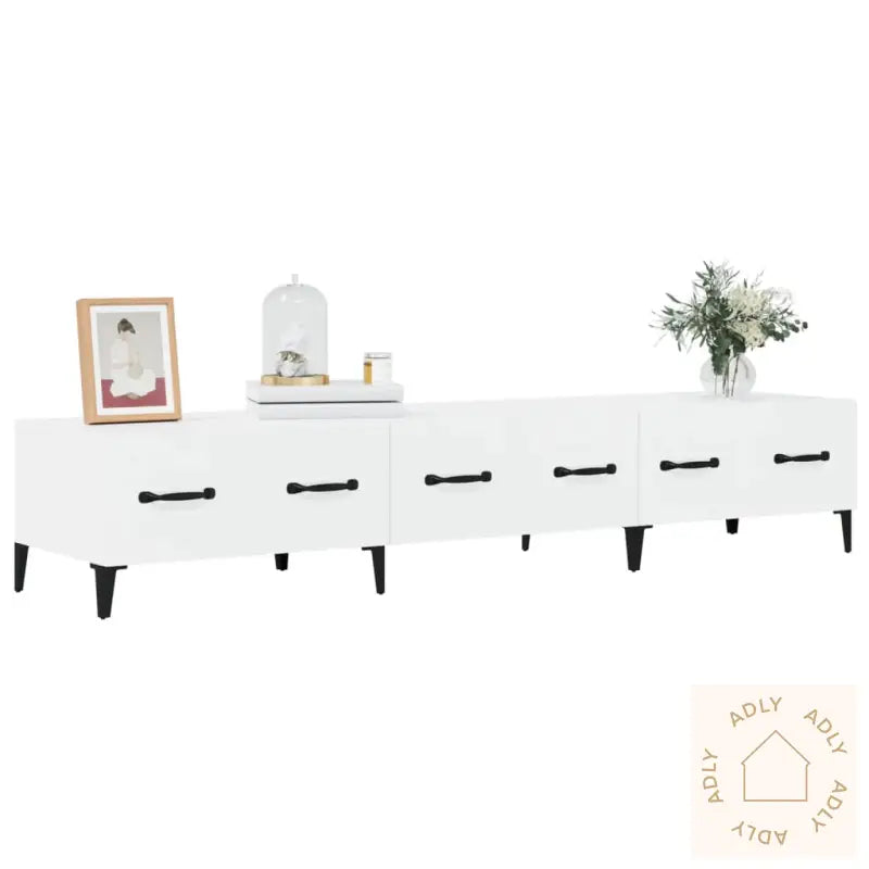 Tv-Benk Høyglans Hvit 150X34,5X30 Cm Konstruert Tre