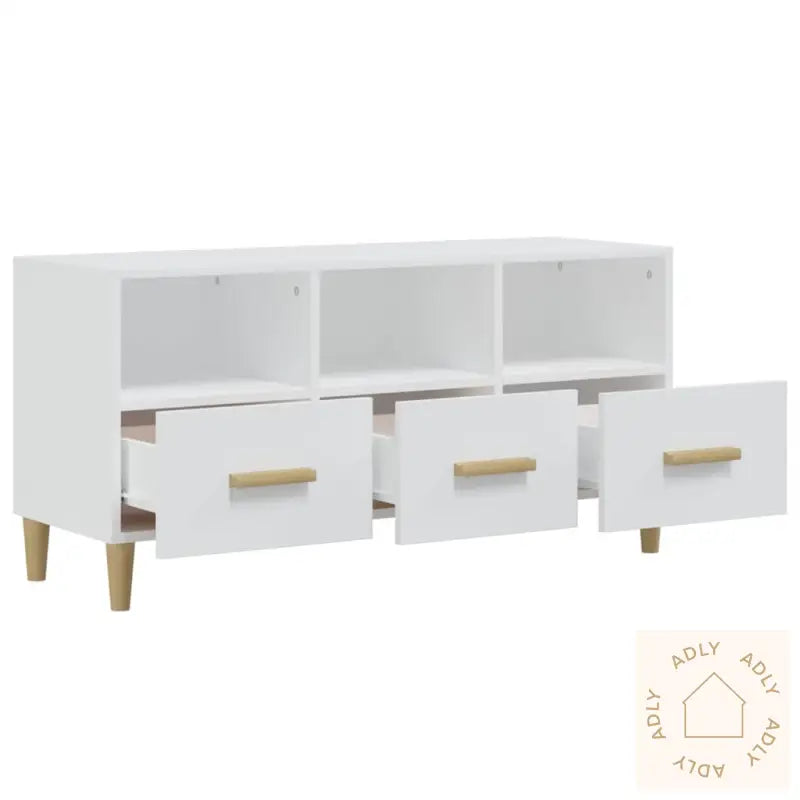 Tv-Benk Hvit 102X36X50 Cm Konstruert Tre