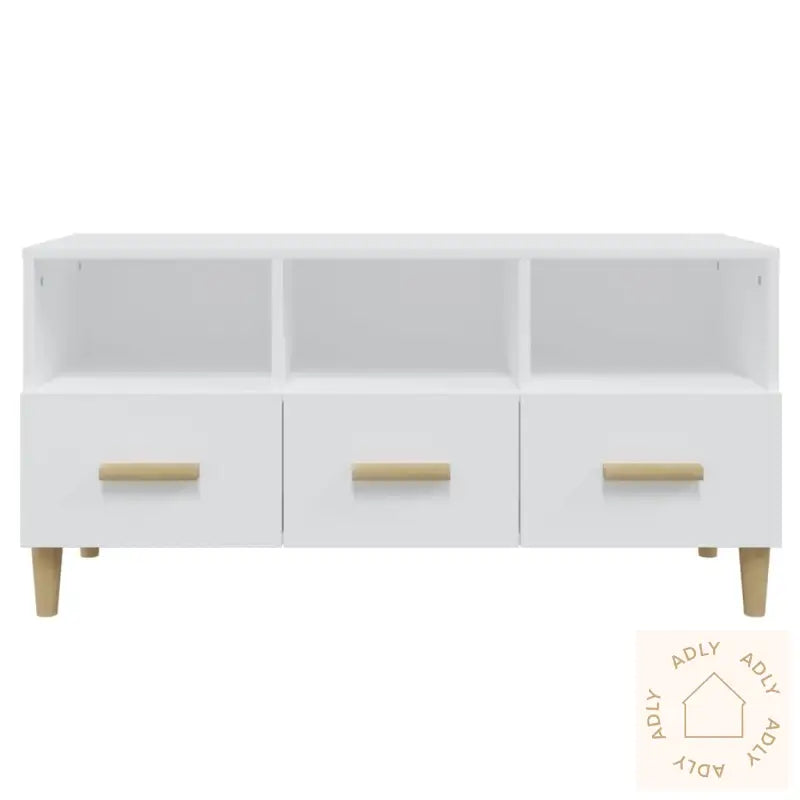 Tv-Benk Hvit 102X36X50 Cm Konstruert Tre