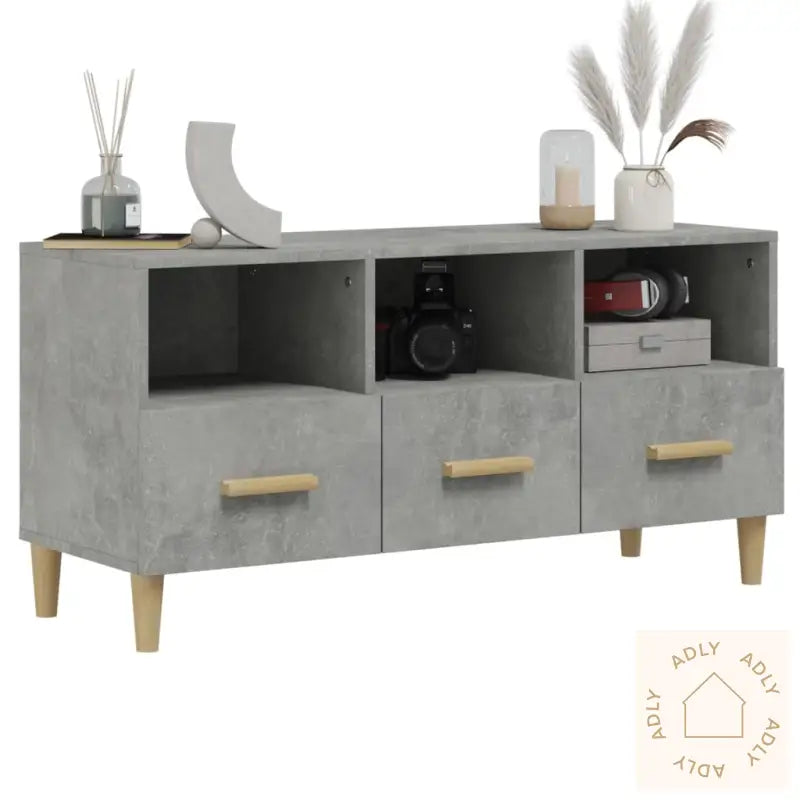 Tv-Benk Betonggrå 120X35X48 Cm Konstruert Tre