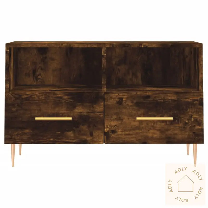 Tv-Benk Røkt Eik 80X36X50 Cm Konstruert Tre