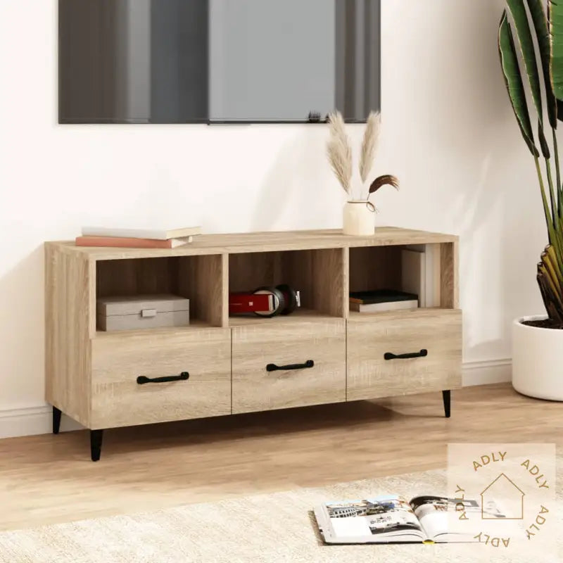 Tv-Benk Sonoma Eik 102X35X50 Cm Konstruert Tre