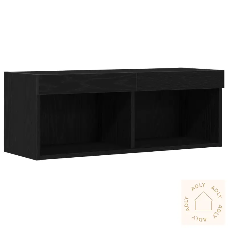 Tv Veggskap Med Led Lys 2 Stk Svart Eik 80X30X30 Cm