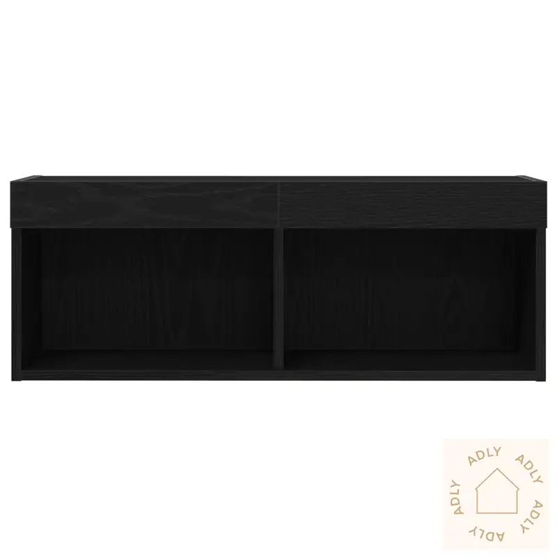 Tv Veggskap Med Led Lys 2 Stk Svart Eik 80X30X30 Cm