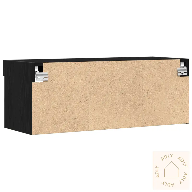 Tv Veggskap Med Led Lys 2 Stk Svart Eik 80X30X30 Cm