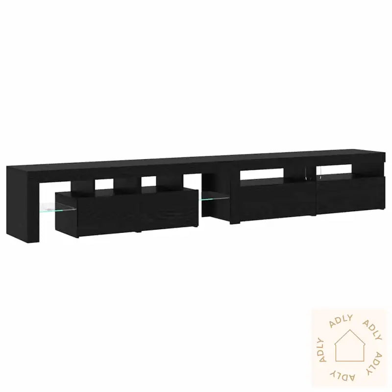 Tv-Møbler 3 Stk Med Led-Lamper I Svart Eik Og Konstruert Tre