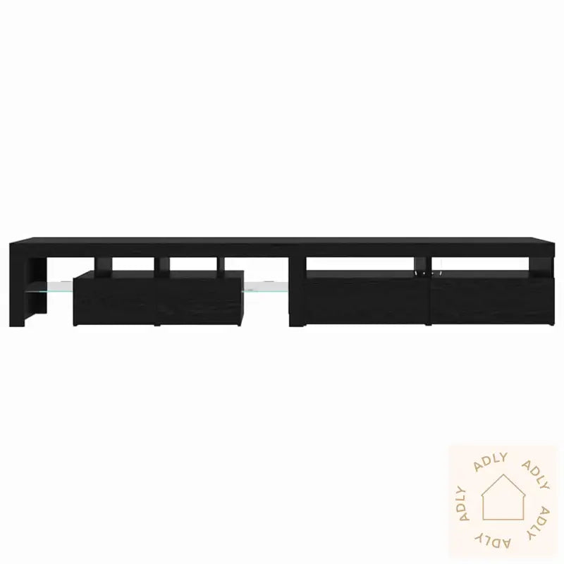 Tv-Møbler 3 Stk Med Led-Lamper I Svart Eik Og Konstruert Tre