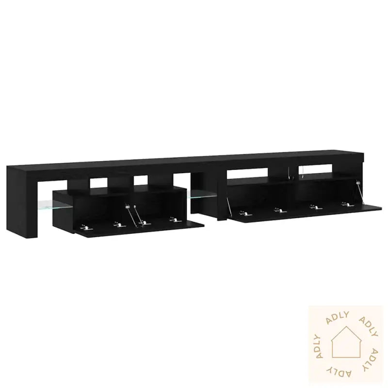 Tv-Møbler 3 Stk Med Led-Lamper I Svart Eik Og Konstruert Tre