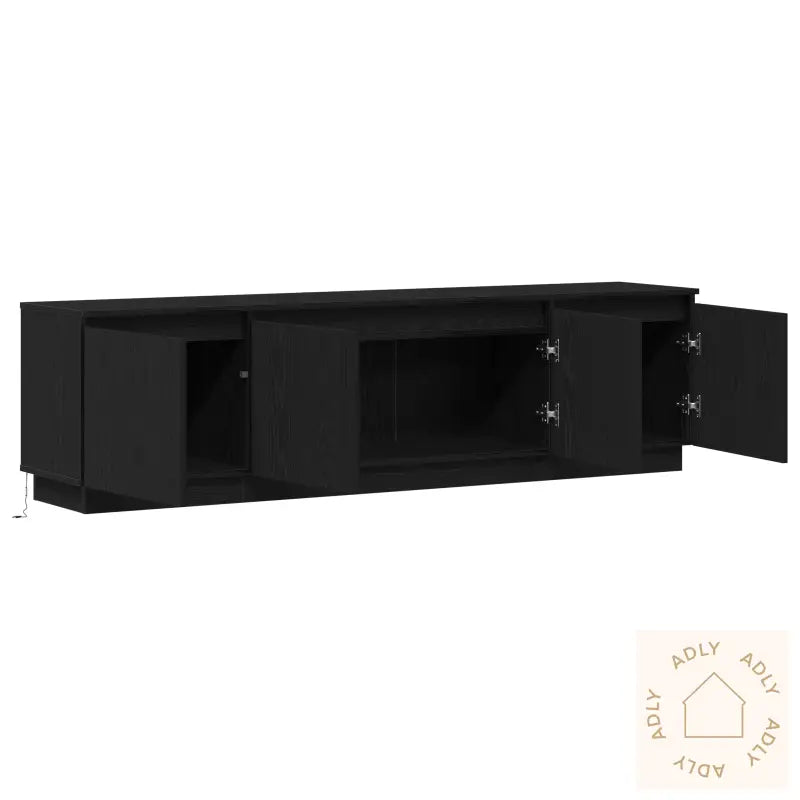 Tv-Benk Med Led Svart Eik 180X38X49 Cm Konstruert Tre