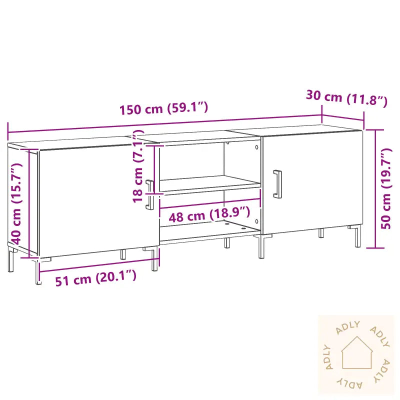Tv-Skap Svart Eik 150X30X50 Cm Konstruert Tre