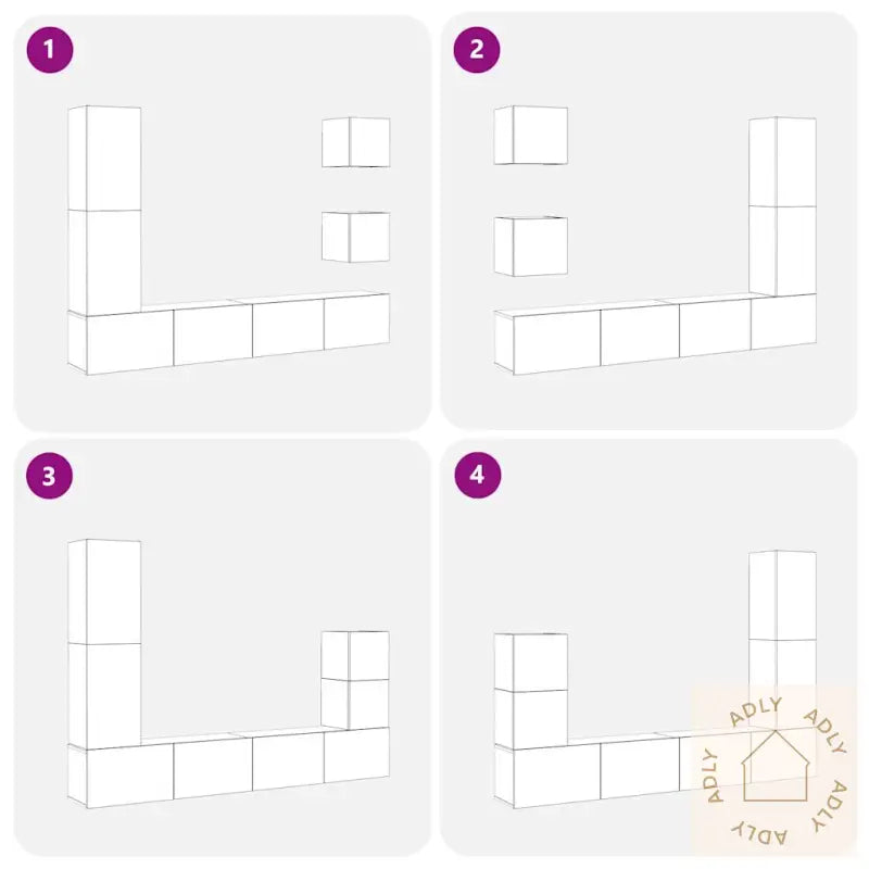 Tv-Skapsett 6 Deler I Svart Eik