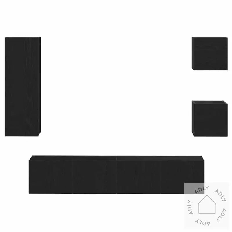 Tv-Skap Sett I Svart Eik, 5 Deler