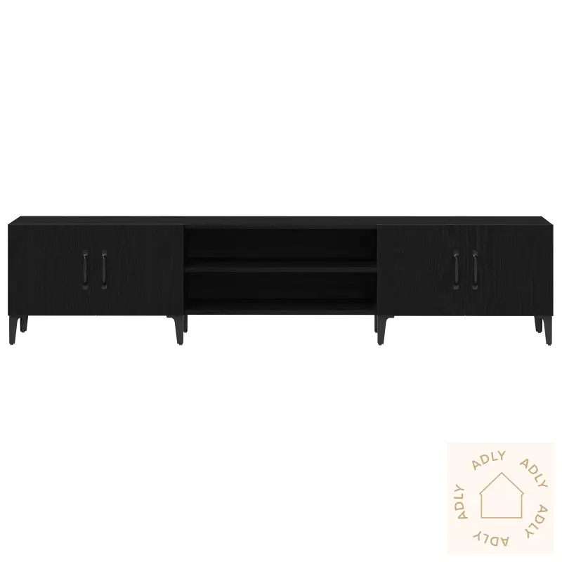 Tv-Benk Svart Eik 180X31,5X40 Cm Konstruert Tre