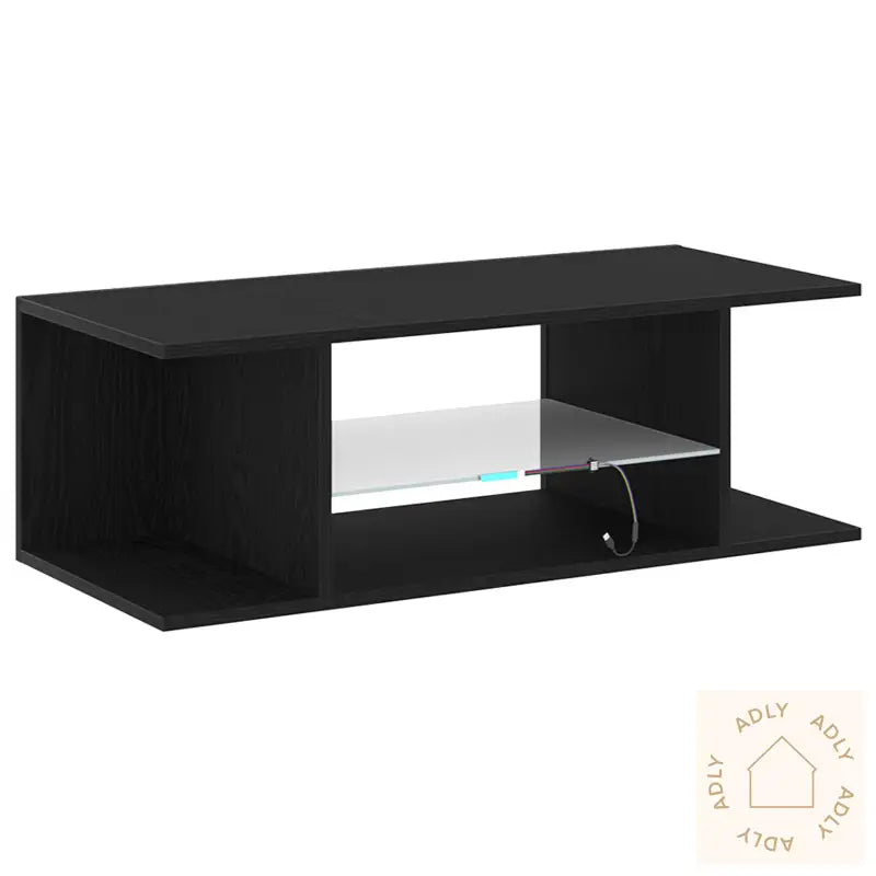 Tv-Benk Med Led-Lamper, Svart Eik, 90X39X30 Cm, Laget Av Tre