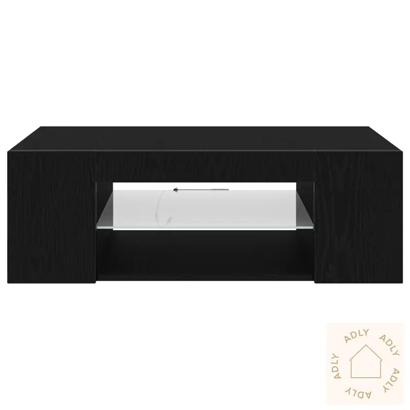 Tv-Benk Med Led-Lamper, Svart Eik, 90X39X30 Cm, Laget Av Tre