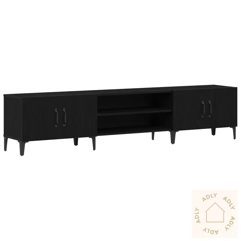 Tv-Benk Svart Eik 180X31,5X40 Cm Konstruert Tre