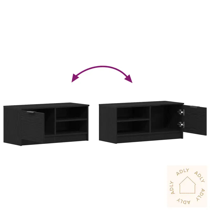 Tv-Benk 2 Stk Svart Eik 80X35X36,5 Cm Konstruert Tre