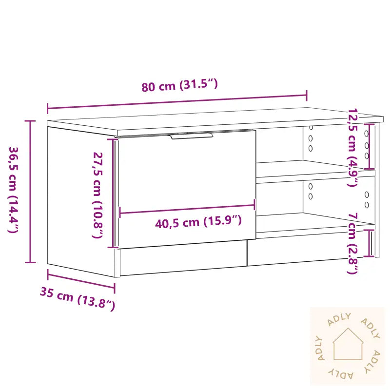 Tv-Benk 2 Stk Svart Eik 80X35X36,5 Cm Konstruert Tre