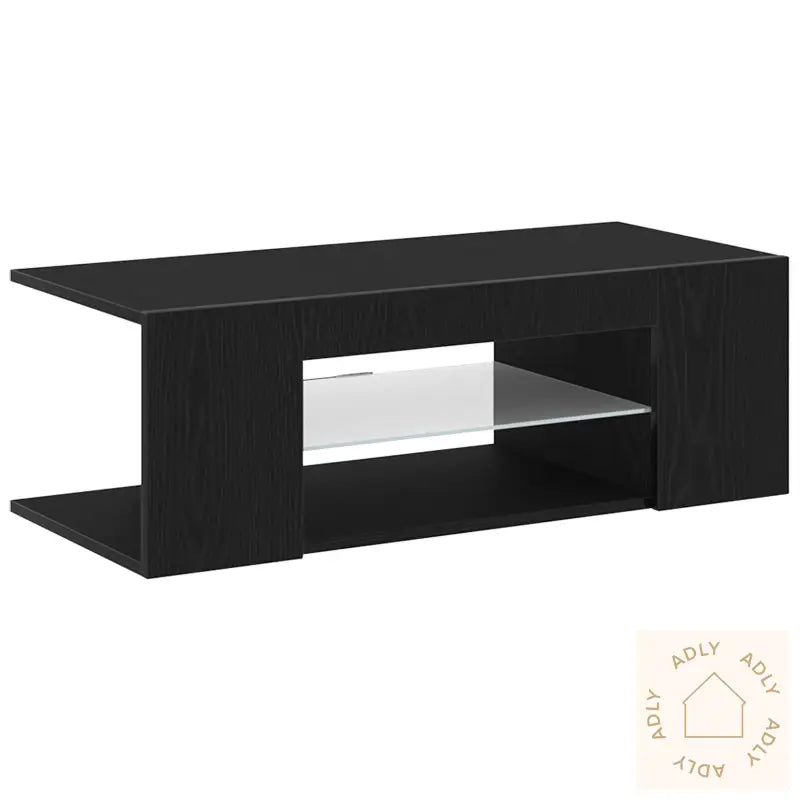 Tv-Benk Med Led-Lamper, Svart Eik, 90X39X30 Cm, Laget Av Tre