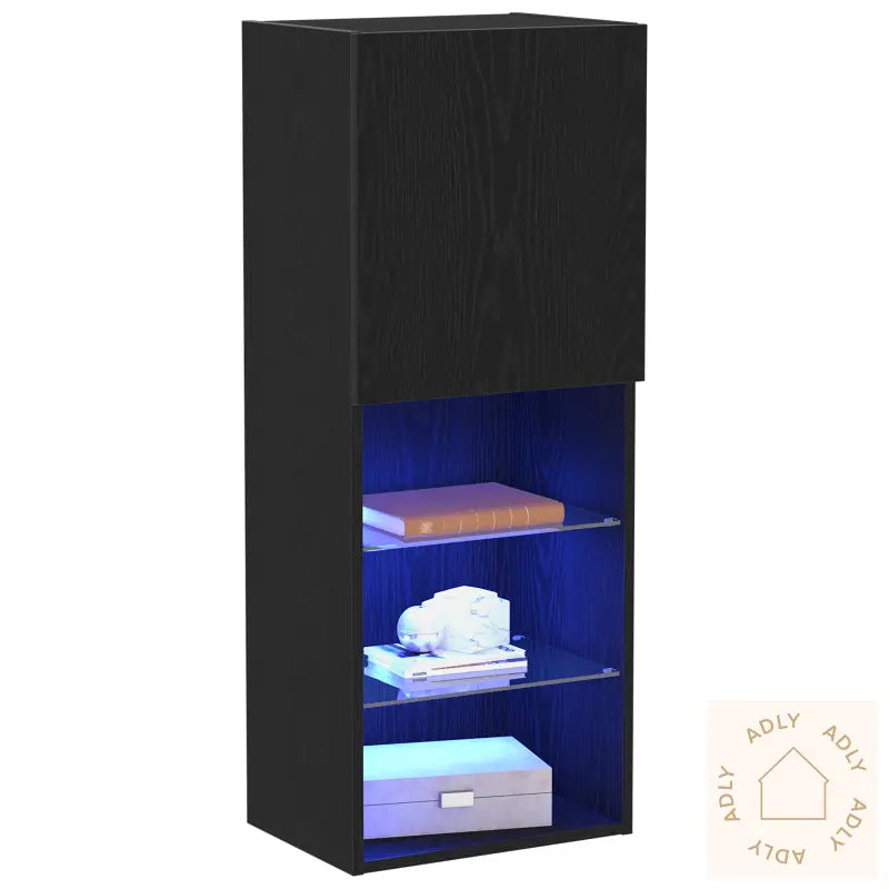 Tv-Benk Med Led-Lamper Svart Eik 40,5X30X102 Cm