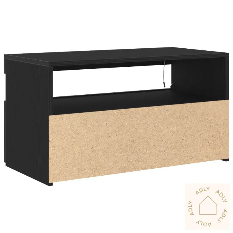 Tv-Benk Med Led-Lys, Svart Eik, 75X35X40 Cm, Laget I Tre
