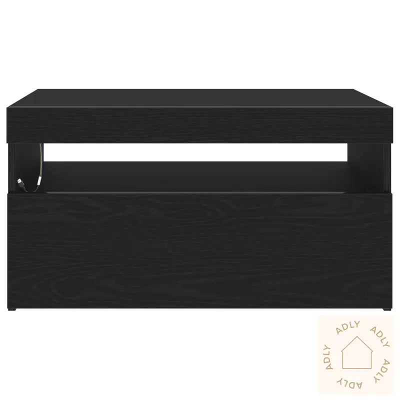 Tv-Benk Med Led-Lys, Svart Eik, 75X35X40 Cm, Laget I Tre