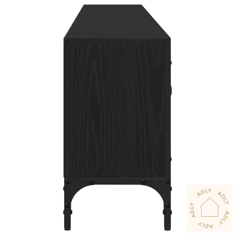 Tv-Benk Med Skuff Svart Eik 200X25X44 Cm Konstruert Tre