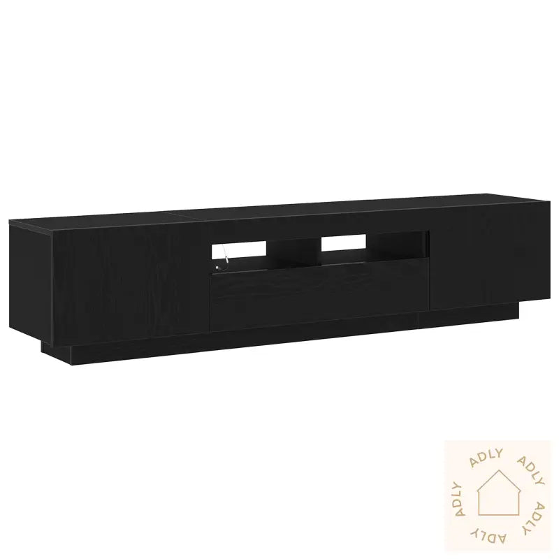 Tv-Benk Med Led-Belysning, Svart Eik, 180X35X40 Cm, Konstruert Tre