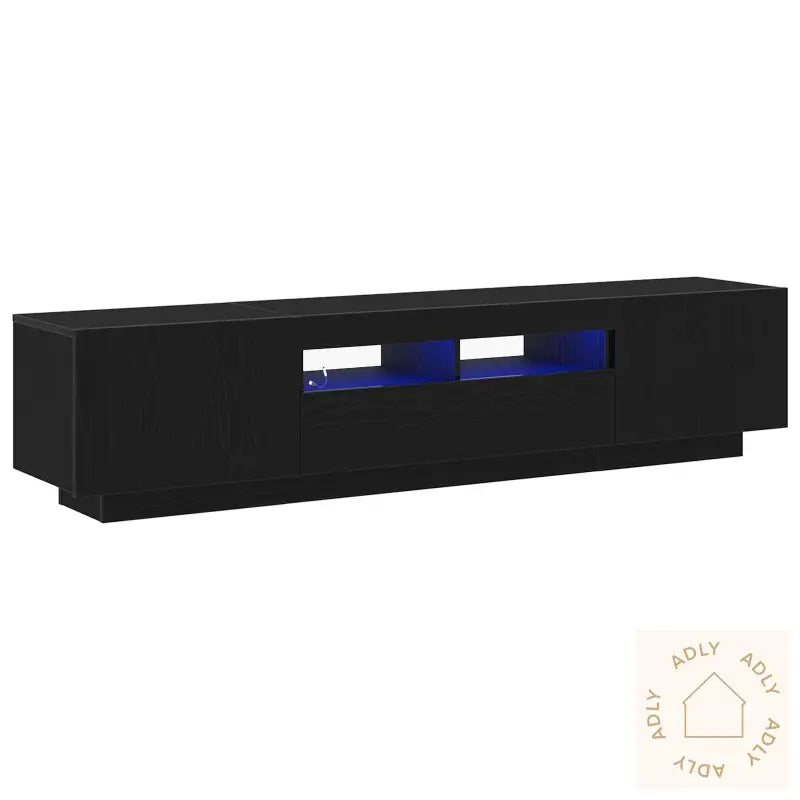 Tv-Benk Med Led-Belysning, Svart Eik, 180X35X40 Cm, Konstruert Tre