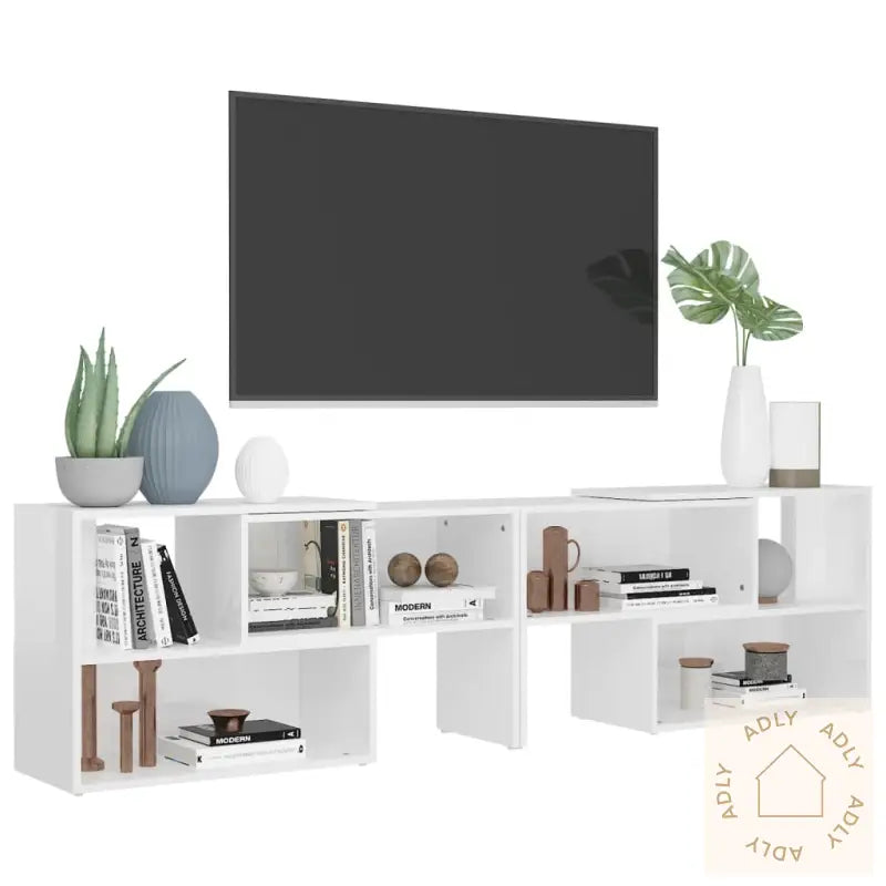 Tv-Benk Høyglans Hvit 149X30X52 Cm Konstruert Tre