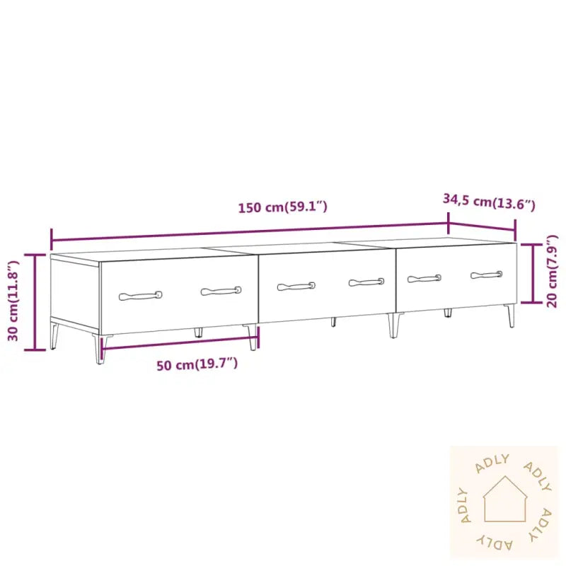 Tv-Benk Svart 150X34,5X30 Cm Konstruert Tre