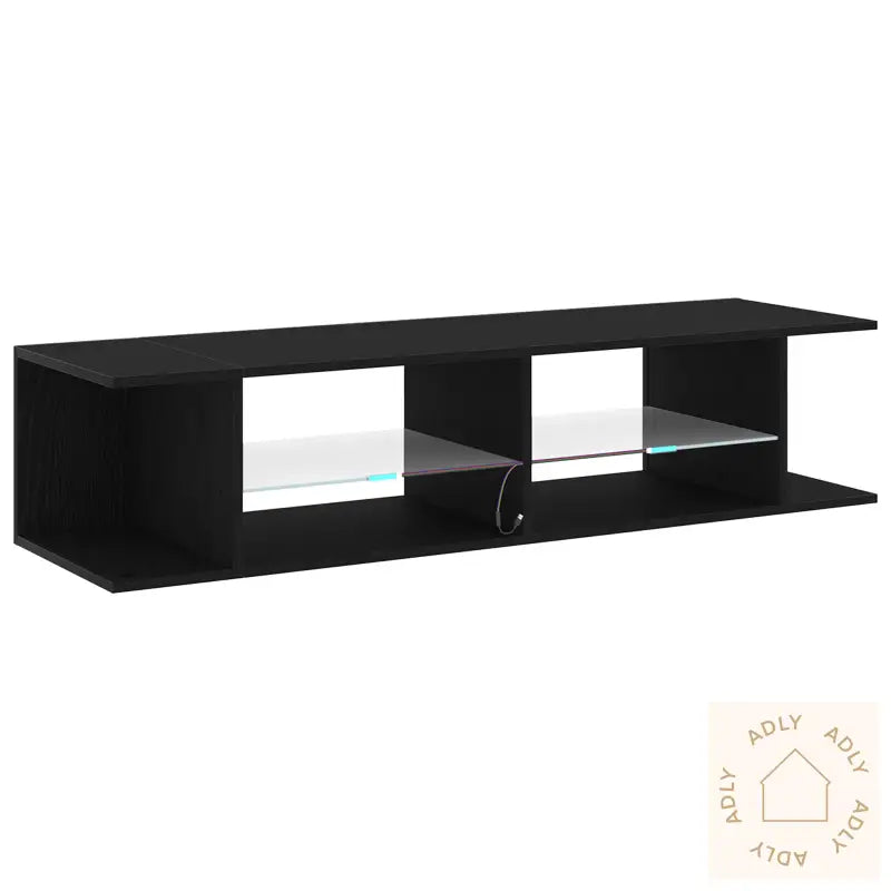 Tv-Skap Med Led-Lys I Svart Eik, 135X39X30 Cm, Lagd Av Konstruert Tre