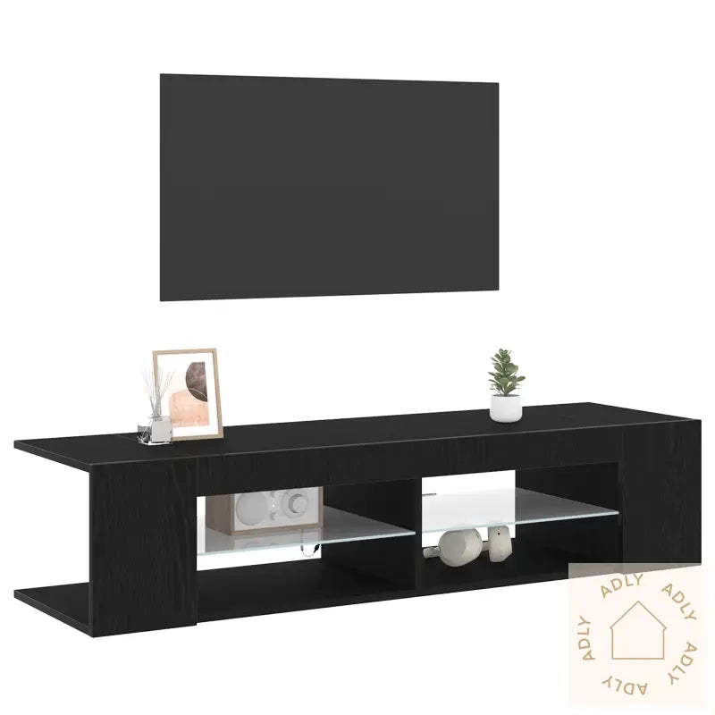 Tv-Skap Med Led-Lys I Svart Eik, 135X39X30 Cm, Lagd Av Konstruert Tre
