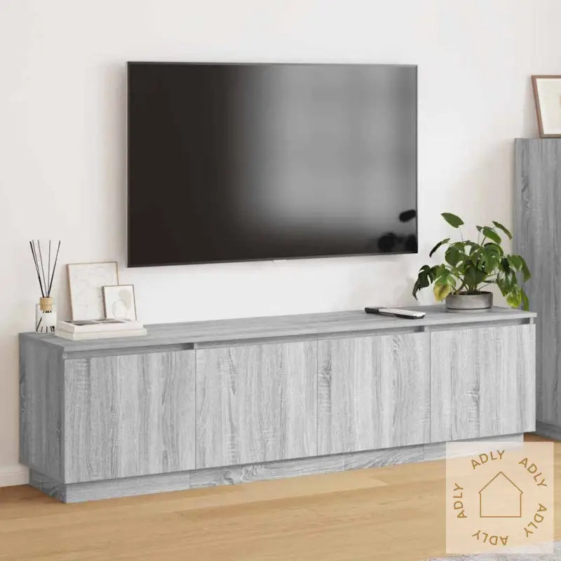 Tv-Skap Med Led Grå Sonoma 180X38X49 Cm Konstruert Tre