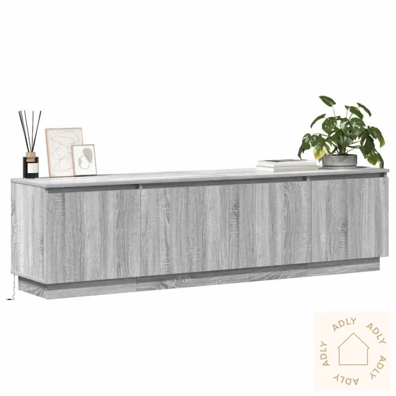 Tv-Skap Med Led Grå Sonoma 180X38X49 Cm Konstruert Tre